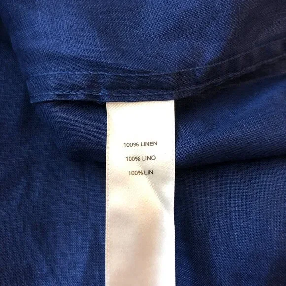 Chicos Button Up Shirt Effortless Linen 3/4 Sleeve Tie Waist Blue Size 1 US M - Picture 5 of 5